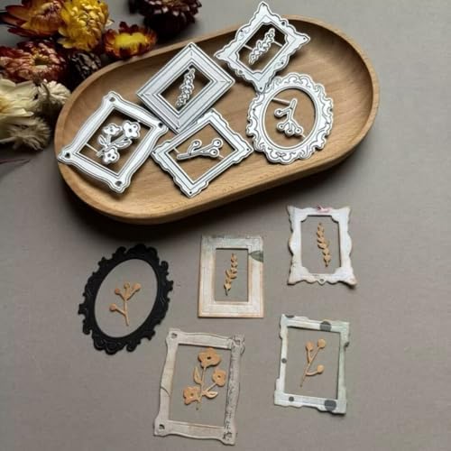 Scrapbooking Die-Cuts, Layer Frame Net Set Metal Cutting Dies for Card Making, Paper Craft Template, Background Embossing Stencils, DIY Album Décor (Photo Frame Set-11x10cm)
