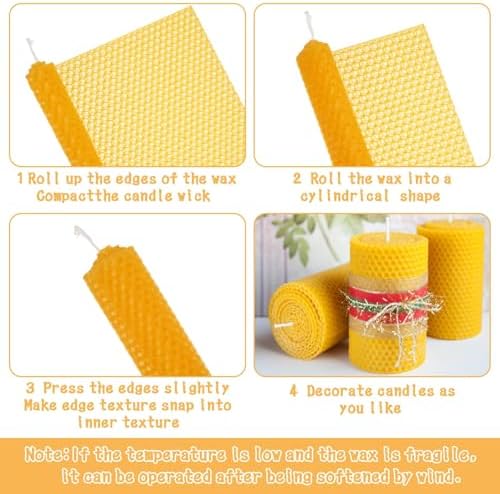 Oungy 24pcs Beeswax Sheets 8x8 Inch Include Cotton Wick