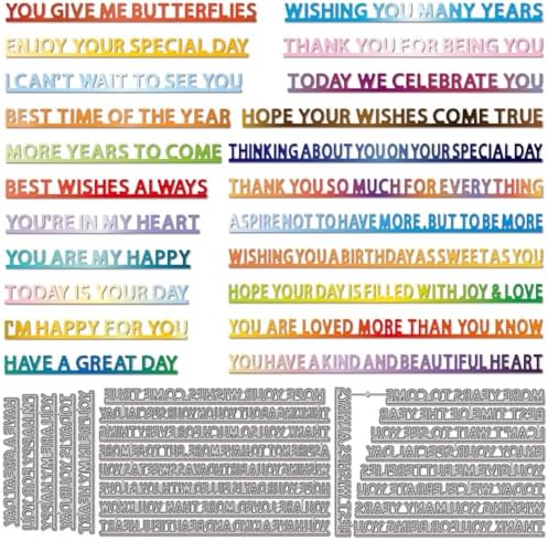 GLOBLELAND Greeting Texts Cutting Dies for Card Making Long Blessing Messages Words Metal Die Cuts Retro Artistic Inspiring Quotes Die Cut Dies for DIY Cards Scrapbooking Photo Album Crafts Decor