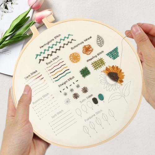 Beginner Embroidery Kit for Adults, Wildflower Patterns with Video Guide