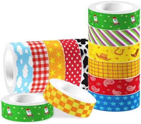 12 Rolls Cartoon Toy Washi Tape Set 15mm x 5m Decorative Masking Tapes Pack