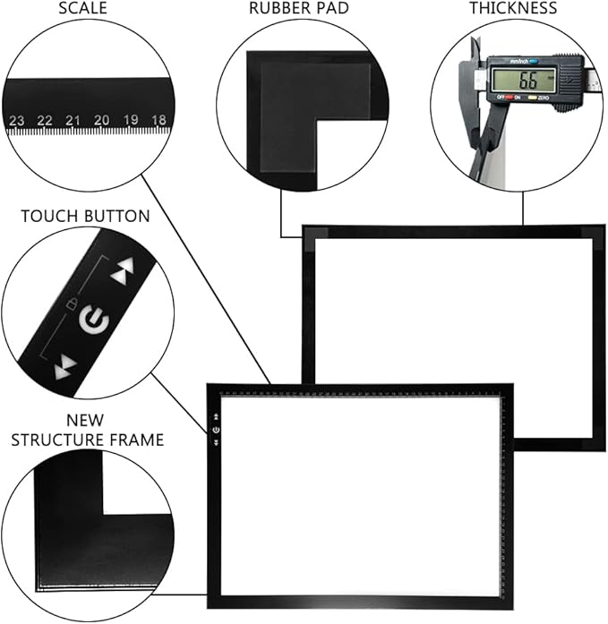 HSK A3 LED Artist tracing Light Box Copy Table, Adjustable High Brightness Light Pad for Tatto Drawing, Sketching, Animation,Diamond Painting Accessories