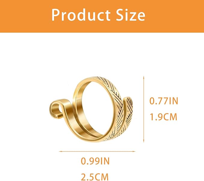 Ubuymart 2 Pack Knitting Crochet Loop Ring for Fingers, Adjustable Crochet Tension Ring, Metal Open Yarn Guide Finger Holders, Knitting Thimbles for Crochet Gold