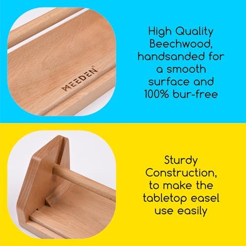 MEEDEN Paper Roll Dispenser with 3 Paper Rolls (12" x 75ft) - Beech Wood Kids Easel, Wooden Tabletop Easel for Kids Art Supplies, Toddler, Doodle, Drawing, Art, Craft