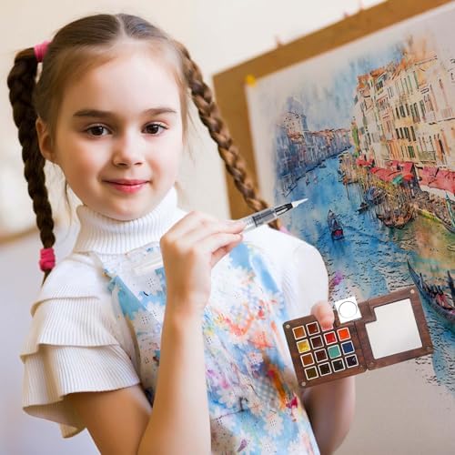 Travel Watercolor Paint Set - Pocket 15-Color Mini Art Kit with Sketch Pad