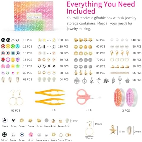 Friendship Bracelet Making Kit 96 Colors, 900pcs Letter Beads, 100pcs Number Bead, Gold Silver Spacer Charms for Concert Bracelets Jewelry Craft | 900pcs Letter Beads, 100pcs Number Bead, Gold Silver Spacer Charms for Concert Bracelets Jewelry Craft