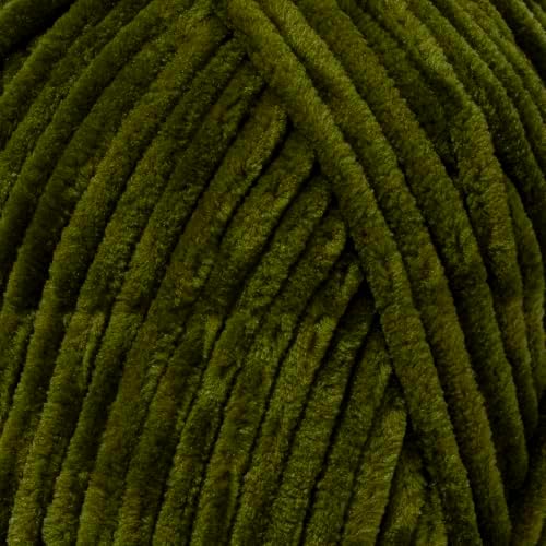 Velvet Lux Chenille Yarn for Crocheting and Knitting, 2 Pack Bulk Chunky Yarn, Super Soft Velvet Yarn for Amigurumi, Baby Blankets & Home Decor — 100g/120yds per Skein (Dark Olive)