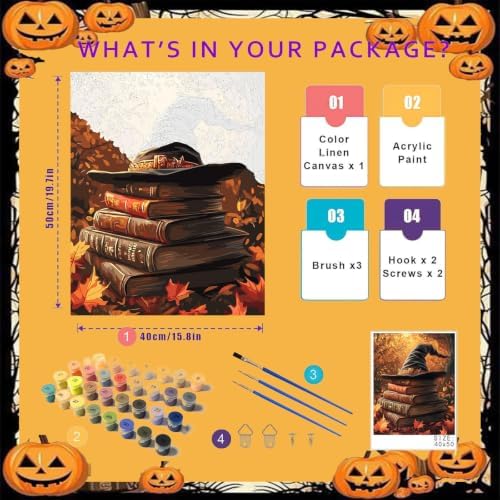 Witch's Hat Paint by Numbers for Adults - Paint by Number Books on Canvas