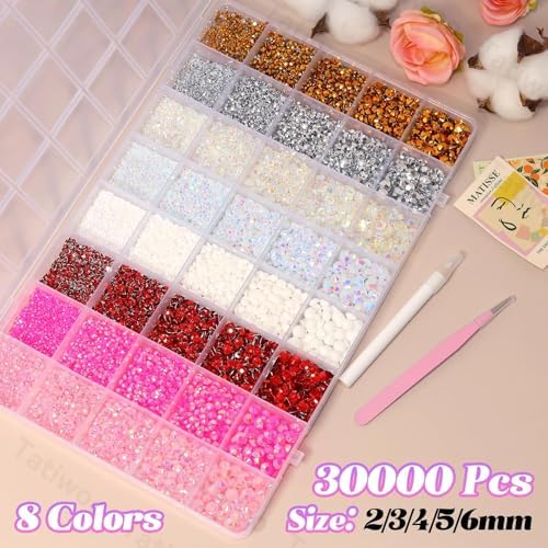 30000Pcs Rhinestones Bedazzling Kit, Resin Rhinestones Gems