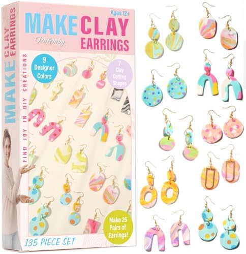 Patemby Clay Earring Jewelry Making Kit Art Crafts Set for Teen Girl Adult | Ages 12+ DIY Polymer Clay Earring Jewelry Craft Making Set, 135Pcs Make Your Own Earrings Supplies Fun Birthday Gift