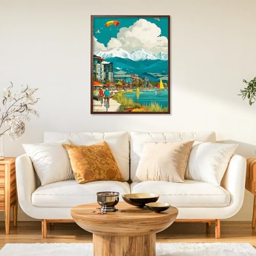 Paint by Numbers Kit for Adults, Mountain Lake DIY Painting Kit, 16x20 Inch
