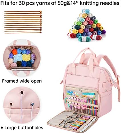 Leudes Crochet Bag Backpack for Yarn Storage Tote Travel Large Knitting Bag