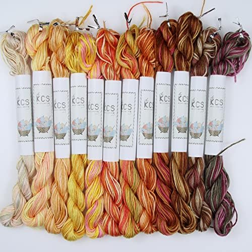 KCS Big skeins of 25 Meters Size 25 Color Variegated Cross Stitch Stranded Threads,12 skeins,08