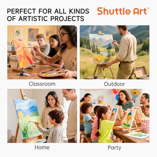 Shuttle Art Canvas for Painting, 12-Pack 11x14 Inch Stretched Canvas, 100% Cotton, Primed White Premium Blank Canvases, Ideal Art Supplies for Beginners Artists Acrylic Oil Acrylic Pouring