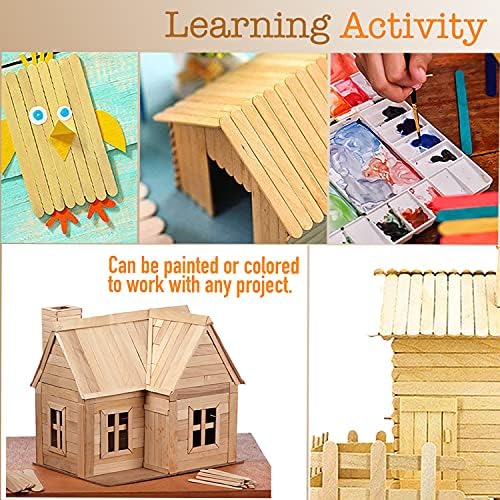 Apremont 100 Piece 6 Inch Large Jumbo Wooden Craft Sticks, Premium Natural Organic Wood for Waxing, Craft Project, Tongue Depressor, Popsicle, Ice Cream Stick,Woodcraft, Paint Stirrer and Art