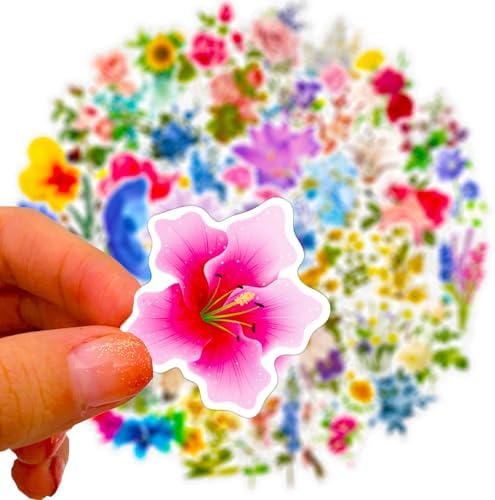 DothRayan Flower Stickers for Kids Teens Girls, 100Pcs Waterproof Flower Stickers for Water Bottle Laptop