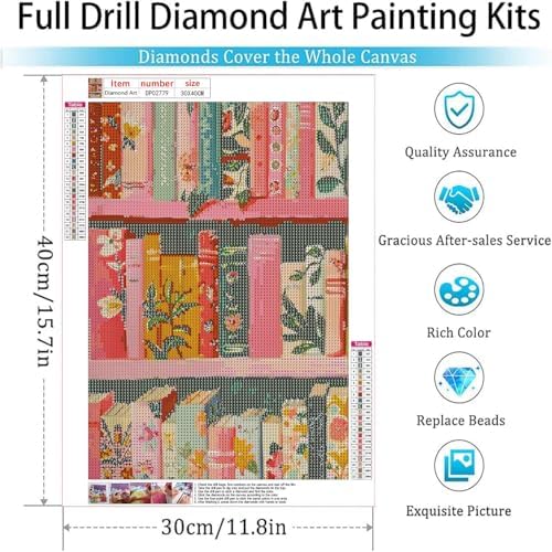Diamond Art Kits for Adults,boho Books Diamond Painting Kits 12 X 16in