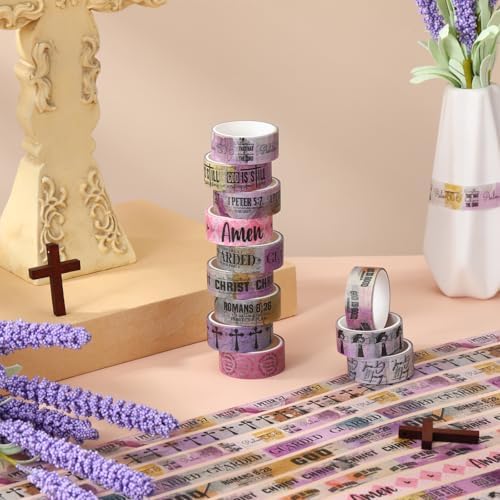 24 Rolls Christian Washi Tape Gifts for Bible Journaling, Purple