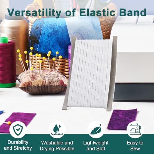 Airisoer Elastic Bands for Sewing 1/4 Inch x 32 Yards, White