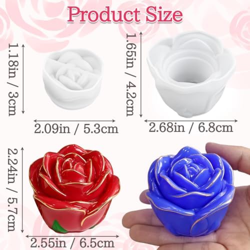 Rose Jar Molds, Set of 2 Small Rose Flower Jar Resin Molds with Lid