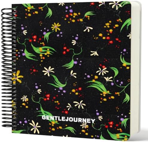 Hardcover Sketchbook,7.2"x8.3"Spiral Bound Drawing Pad,Noir Starflora
