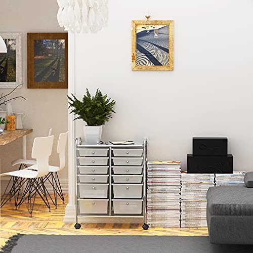 Simple Houseware 12 Drawers Rolling Utility Cart Organizer, Chrome