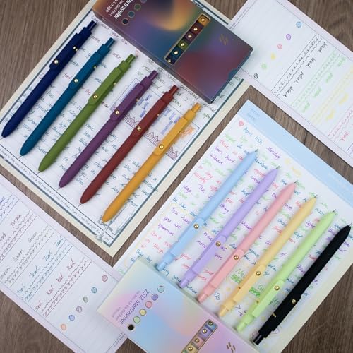 YOXMJDB 12 Pcs Color Pens for Journaling 0.5mm Fine Point Colored Gel Ink Pen, Smooth Writing Colorful Pens for Note Taking, Gift Set for Women & Men (12 Pcs Vintage & Vibrant Gold)