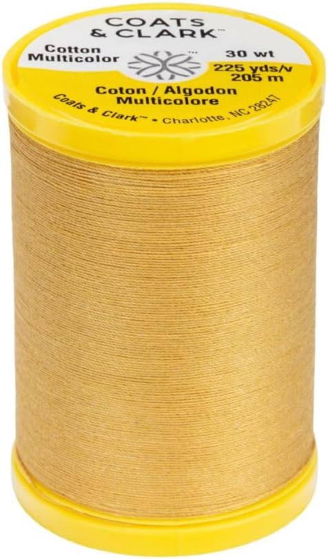 Coats & Clark Cotton All Purpose Sewing Thread 100% Mercerized Cotton 225 Yards Each Spool S970 2 Pack Bundle with 3 Bella's Crafts Needle Threaders (Temple Gold)