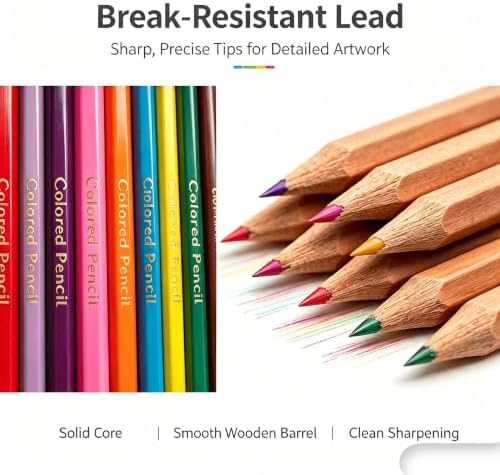 YCY 50-Color Oil-Based Colored Pencils Set Natural Wooden Pencils Art Pencils for Sketching Drawing Coloring Ideal Gift for Teens & Adult Art Lovers Ages 13+, 3.0mm, Standard Box Packaging