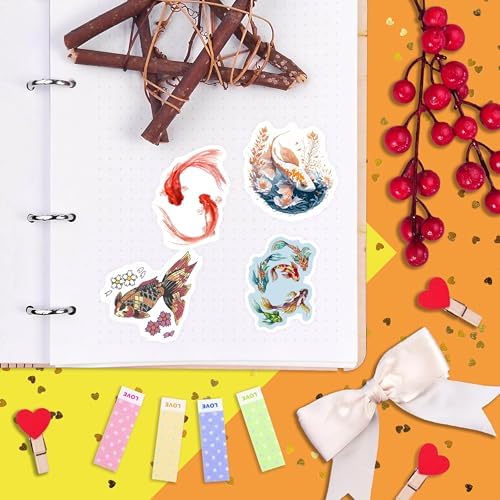Koi Fish Stickers for Water Bottle and Laptop - Koi Fish Party Supplies & Decorations, Waterproof Vinyl Decals, Japanese and Nature Stickers, Gifts for Women & Men