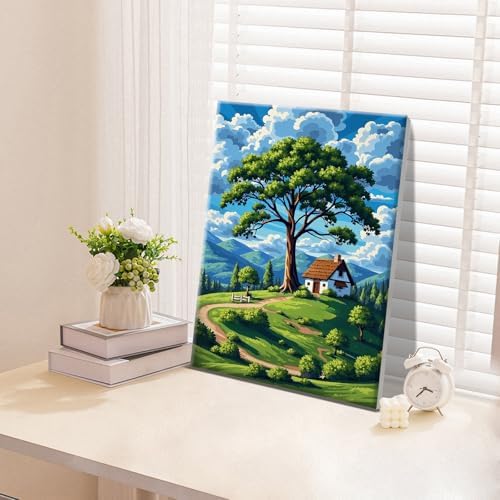 ATDMS Landscape Paint by Numbers Kit for Adults with Frame, 8x12 Inch