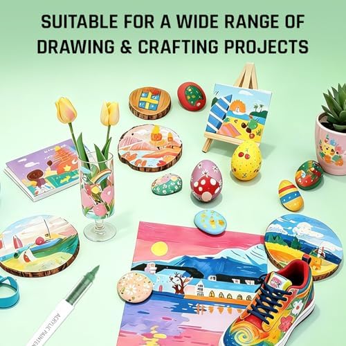 Nature Greens 9 Colors Acrylic Paint Markers Set for Art Painting, DIY Crafts, Wood, Glass, Canvas & More