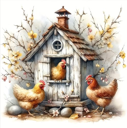 Benjenes Chicken Diamond Art Kits for Adults, Diamond Painting Kits