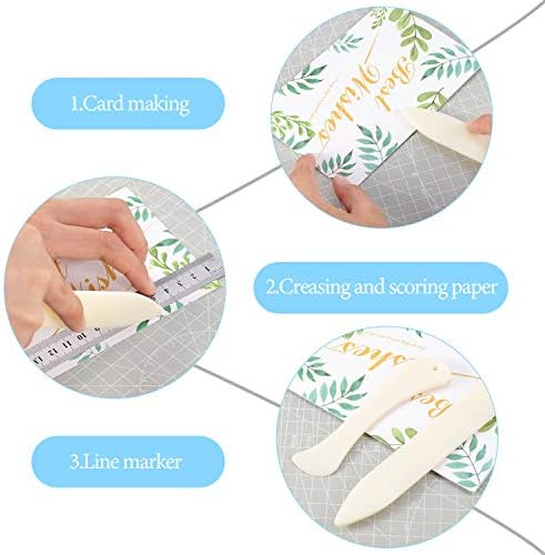 Mudder 8 Pcs Bone Folder Tools Include 2 Pieces Bone Folder Paper Creaser 3 Pieces Double Head Indentation Pens with Sugar Stir Needle Quilling Needle Pen and Tweezers for Card Making Scrapbooking