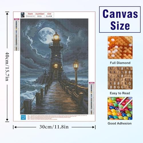PHANTASYART Lighthouse Diamond Art Kits for Adults 12x16 Inch