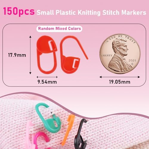 150pcs Assorted Colors Crochet Stitch Markers for Crocheting, Crochet Marker for Crocheting Knitting Yarn Crafts Weaving Locking Plastic Safety Pins Yarn Pins Knitting Supplies Accessories