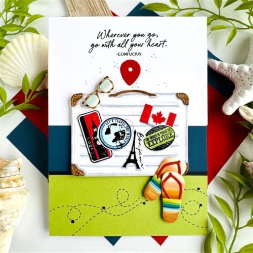 Patchwork Travel Suitcase Metal Cutting Dies for Card Making