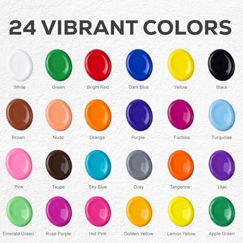 Acrylic Paint Set, 24 Colors, 4 oz/120ml Bottles