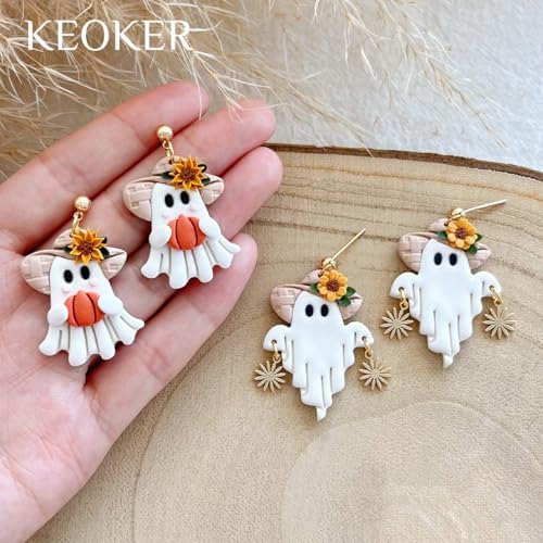 Keoker Halloween Polymer Clay Cutters, 13 Halloween Ghost Clay Earring Cutters for Polymer Clay Jewelry