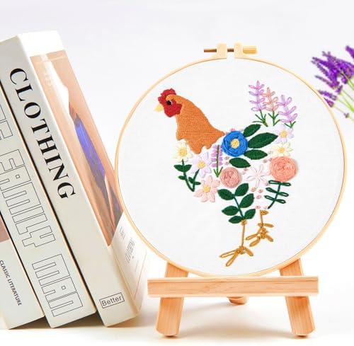 Crafmanoe Hand Embroidery Kits for Beginners Adults, Floral Stamped Cross Stitch Kits for Beginners Adults, Funny Embroidery Set Needlepoint Starter Kits, Embroidery Hoops, Fabric and Video Tutorial