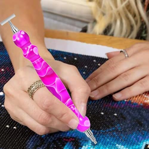 Praise V Do Thin Version Stainless Steel Diamond Painting Art Drilling Pen Kit with Screw Silver Metal Tips Nib Placer Roller Tool Accessories, Ergonomic Diamond Art Pen for 5D Diamond Paint Bead Dot