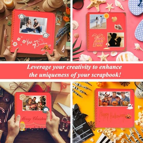Joyberg Scrapbook 80 Pages, Scrapbooking Supplies 8 x 8 In, Scrapbook Album Suitable for Album Memory Book Wedding, Anniversary Family, DIY Craft Projects (Red)