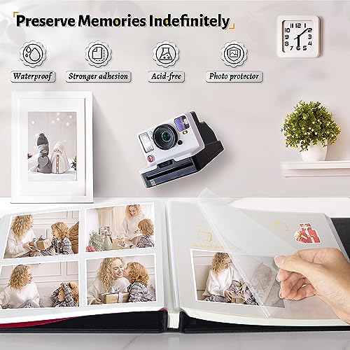 Artfeel Photo Album Self Adhesive Scrapbook,60 Pages Large Photo Book for 4x6,5x7,8x10 Pictures,DIY Album for Baby Wedding Family Travel Birthday,with Metallic Pen and Scraper