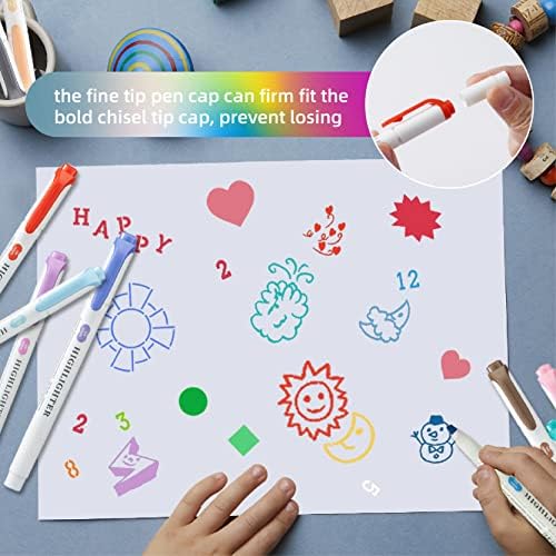 Pastel Highlighters - 25 Pcs Assorted Colors Dual Tip Real Mild Highlighter Markers, Chisel & Fine Tips for Bible Journaling, Note Taking, School Supplies, No Bleed