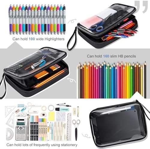 Zannaki Big Capacity Storage Pouch Marker Pen Pencil Case Simple Stationery Bag Box Art Tool & Sketch Storage Boxes for Bullet Journal Middle High School Office College Student Girl Women Adult Teen
