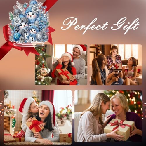 Christmas Diamond Art Kits for Adults,Cute Snowman Family Diamond Painting