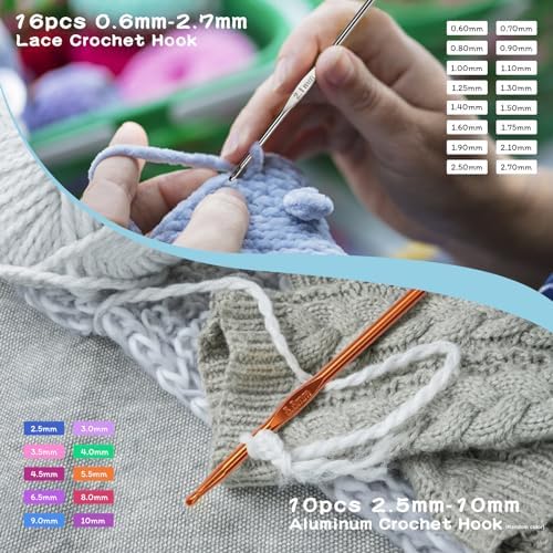 Mayboos 96 Pack Crochet Hooks Set, Ergonomic Crochet Hooks Weave Yarn Kits