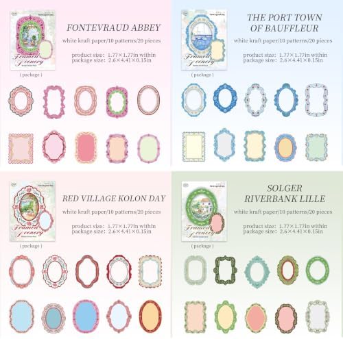 120 Pcs Vintage Frame Stickers, Ornate Victorian Border Decals