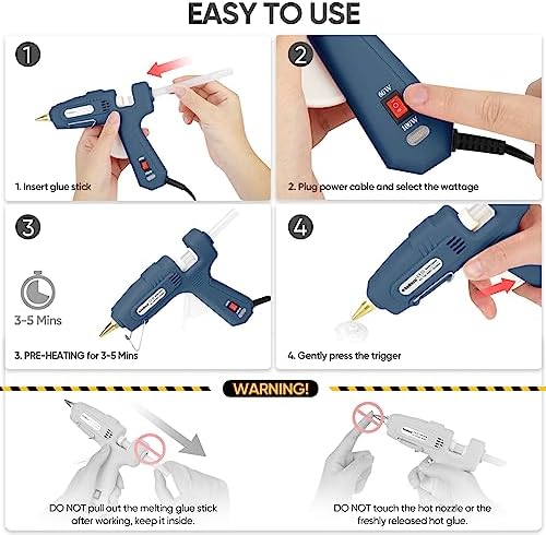 RoMech 60/100W Dual Temp Hot Glue Gun and Sticks Set, Full Size with Case