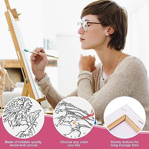 COCHIE 8 Pack 8x10 Inches Flowers Theme Pre Drawn Canvas to Paint, Pre-Printed Canvas for Ladies Sip and Paint Party Favor, Pre Sketched Canvases for Painting for Adults